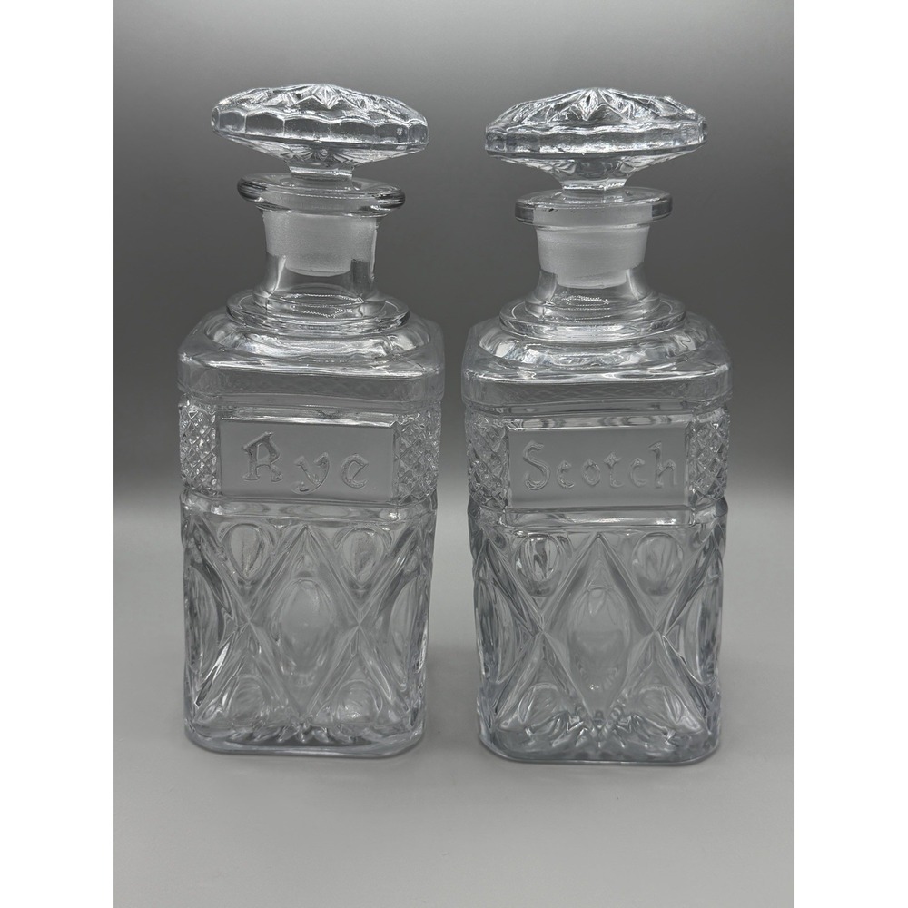 Vintage Imperial Glass Cape Cod Clear Pressed Glass Whiskey / Rye Decanter